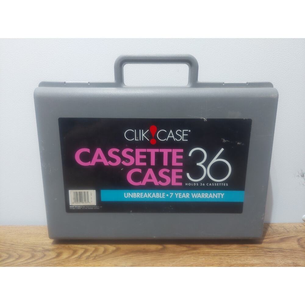VTG CLIK CASE CASSETTE CASE TAPES 36 STORAGE CASE TRAVEL TOTE GRAY 1993